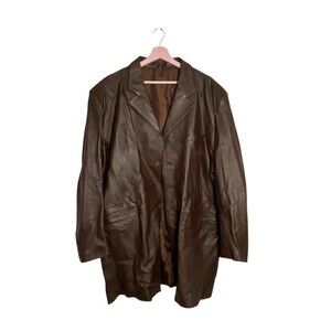 Gianni Vironi Blazer Jacket Mens 2XL 42 Genuine Leather Classic Coat
